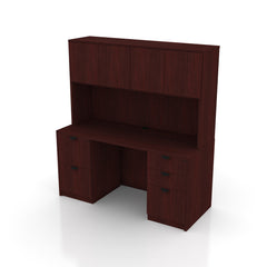 66"x24" Credenza Shell with B/B/F, F/F Pedestals and Hutch