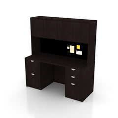 66"x24" Credenza Shell with B/B/F, F/F Pedestals and Hutch