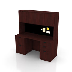 66"x24" Credenza Shell with B/B/F, F/F Pedestals and Hutch