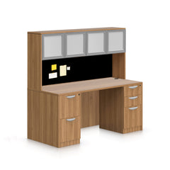 66"x24" Credenza Shell with B/B/F, F/F Pedestals and Hutch