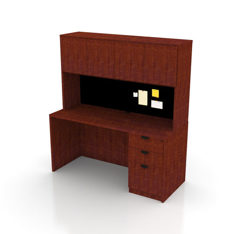 71"x36" Rectangular Desk with B/B/F Pedestal and Hutch
