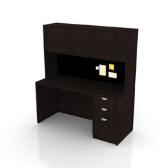 66"x24" Credenza Shell with B/B/F Pedestal and Hutch