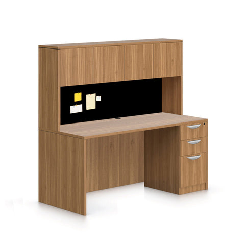66"x30" Rectangular Desk with B/B/F Pedestal and Hutch