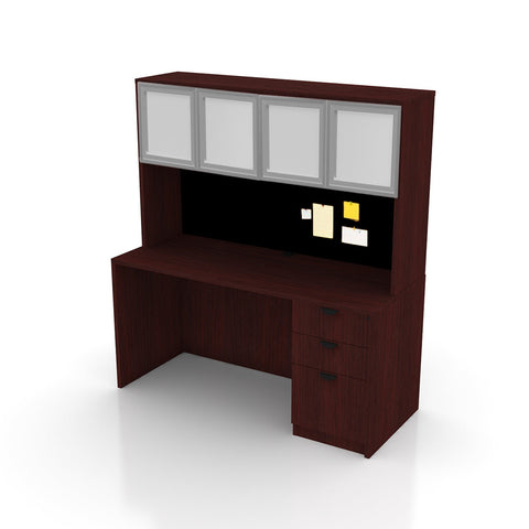 66"x30" Rectangular Desk with B/B/F Pedestal and Hutch