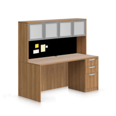 66"x24" Credenza Shell with B/B/F Pedestal and Hutch