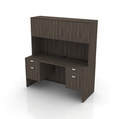 66"x24" Credenza Shell with Two Hanging B/F Pedestals and Hutch
