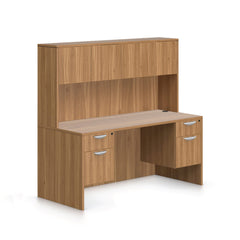 66"x24" Credenza Shell with Two Hanging B/F Pedestals and Hutch