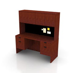 66"x30" Rectangular Desk with Two Hanging B/F Pedestals and Hutch