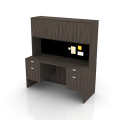 66"x24" Credenza Shell with Two Hanging B/F Pedestals and Hutch
