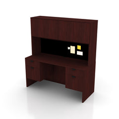 66"x24" Credenza Shell with Two Hanging B/F Pedestals and Hutch