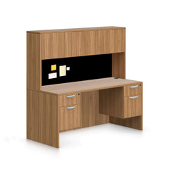 66"x24" Credenza Shell with Two Hanging B/F Pedestals and Hutch