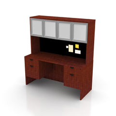 66"x24" Credenza Shell with Two Hanging B/F Pedestals and Hutch