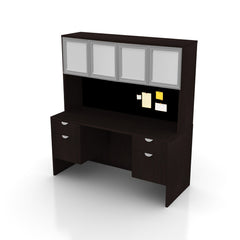 66"x24" Credenza Shell with Two Hanging B/F Pedestals and Hutch