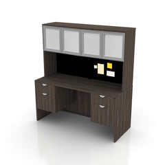 66"x24" Credenza Shell with Two Hanging B/F Pedestals and Hutch