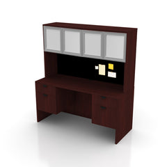 66"x24" Credenza Shell with Two Hanging B/F Pedestals and Hutch