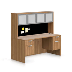 66"x24" Credenza Shell with Two Hanging B/F Pedestals and Hutch