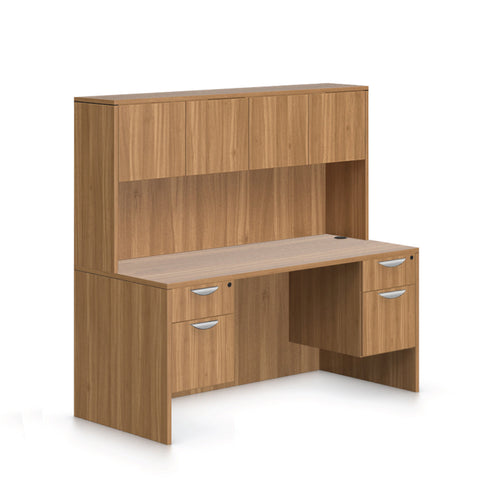 66"x30" Rectangular Desk with Two Hanging Box/File Pedestal and Hutch - Kainosbuy.com