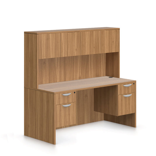 66"x30" Rectangular Desk with Two Hanging Box/File Pedestal and Hutch - Kainosbuy.com 1100
