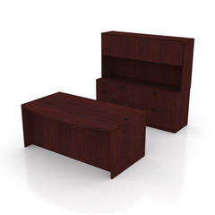 71"x42" Bow Front Desk, Lateral File & Mixed Storage, Hutch Added