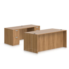 71"x36" Rectangular Desk w/B/B/F Pedestal, Credenza w/B/B/F & F/F Pedestals