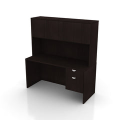 71"x36" Rectangular Desk with Hanging B/F Pedestal and Hutch