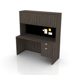 66"x30" Rectangular Desk with Hanging B/F Pedestal and Hutch