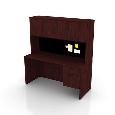 71"x36" Rectangular Desk with Hanging B/F Pedestal and Hutch