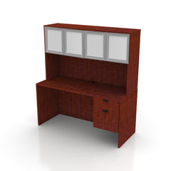 66"x30" Rectangular Desk with Hanging B/F Pedestal and Hutch
