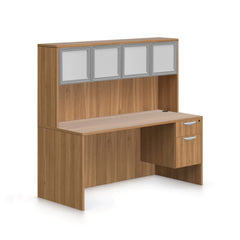 66"x30" Rectangular Desk with Hanging B/F Pedestal and Hutch