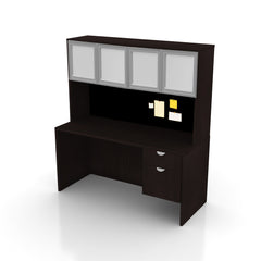 66"x24" Credenza Shell with Hanging B/F Pedestal and Hutch