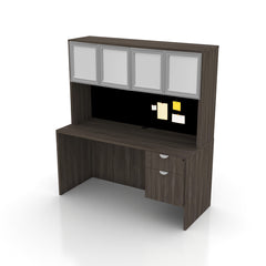 71"x36" Rectangular Desk with Hanging B/F Pedestal and Hutch