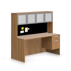 66"x30" Rectangular Desk with Hanging B/F Pedestal and Hutch