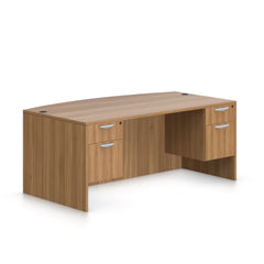 71"x42" Bow Front Desk with Two Hanging B/F pedestals