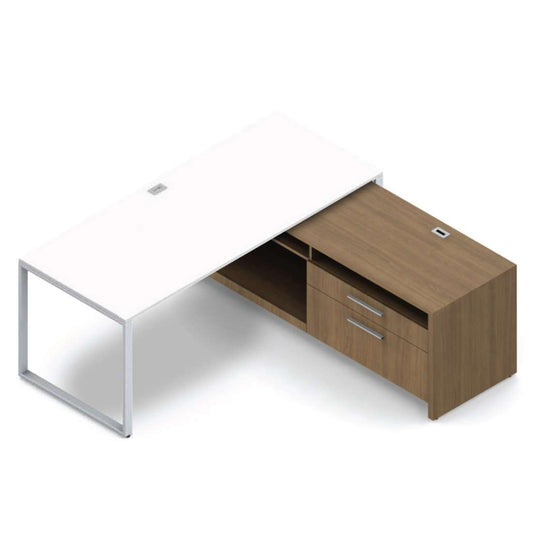 L72D - 6'x6' L-Shape Workstation (Freestanding Desk and  Credenza-R)