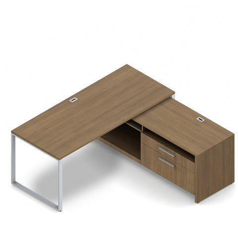 L72D - 6'x6' L-Shape Workstation (Freestanding Desk and  Credenza-R)