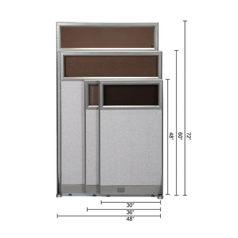 GOF 120"W x 48”/60”/72”H, Straight Line Freestanding Partial Glass Partition Package