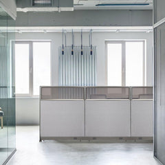 GOF 78"W x 48”/60”/72”H, Straight Line Freestanding Partial Glass Partition Package