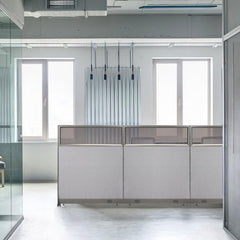 GOF 30"W x 48”/60”/72”H, Straight Line Freestanding Partial Glass Partition Package