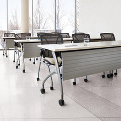 Customized Mesh Medium Back Nesting Chair with Arms