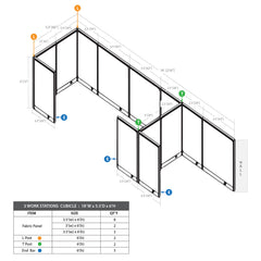 GOF 3 Person Workstation Cubicle (5.5'D  x 18'W x 6'H)