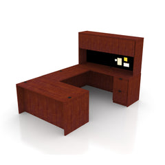 U71B - 6' x 8.5' U-Shape Workstation(Rectangular Desk with B/B/F and F/F Pedestal) Hutch Added