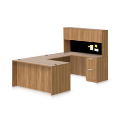U71B - 6' x 8.5' U-Shape Workstation(Rectangular Desk with B/B/F and F/F Pedestal) Hutch Added