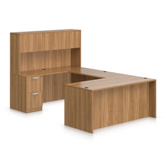 U71C - 6' x 9' U-Shape Workstation (Rectangular Desk with B/B/F and F/F Pedestal) Hutch Added