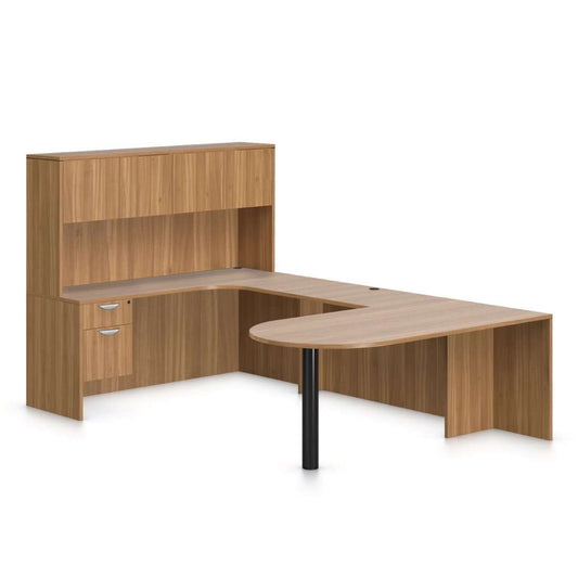 U71E - 6' x 10' U-Shape Workstation(Island D with Hanging B/F Pedestal) Hutch Added - Kainosbuy.com