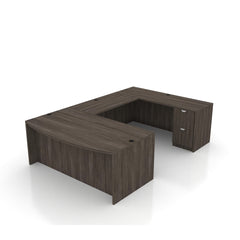 U71C - 6' x 9' U-Shape Workstation (Bow front Desk with B/B/F and F/F Pedestals)