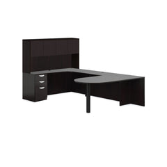 U71D - 6' x 9.5' U-Shape Workstation (Island D with B/B/F Pedestal) Hutch Added