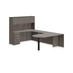 U71D - 6' x 9.5' U-Shape Workstation (Island D with B/B/F Pedestal) Hutch Added