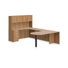 U71D - 6' x 9.5' U-Shape Workstation (Island D with B/B/F Pedestal) Hutch Added