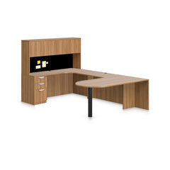 U71D - 6' x 9.5' U-Shape Workstation (Island D with B/B/F Pedestal) Hutch Added