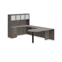 U71D - 6' x 9.5' U-Shape Workstation (Island D with B/B/F Pedestal) Hutch Added